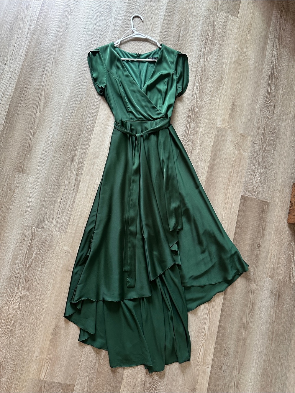 Lulu's Forest Green High-Low Wrap Dress